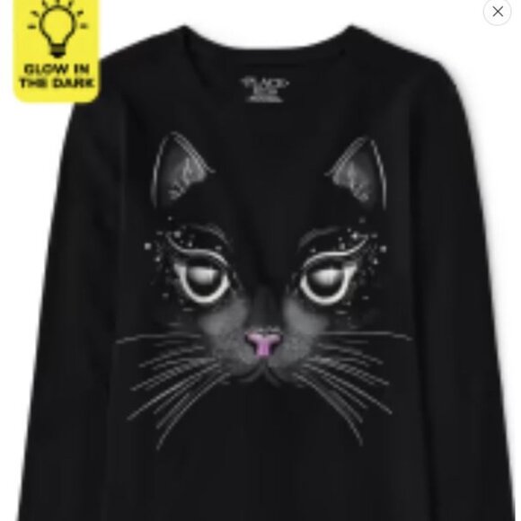 3 x 20 Mix and Match NWT The Children Place Girls Glow Cat Black Graphic Tee - Picture 1 of 4
